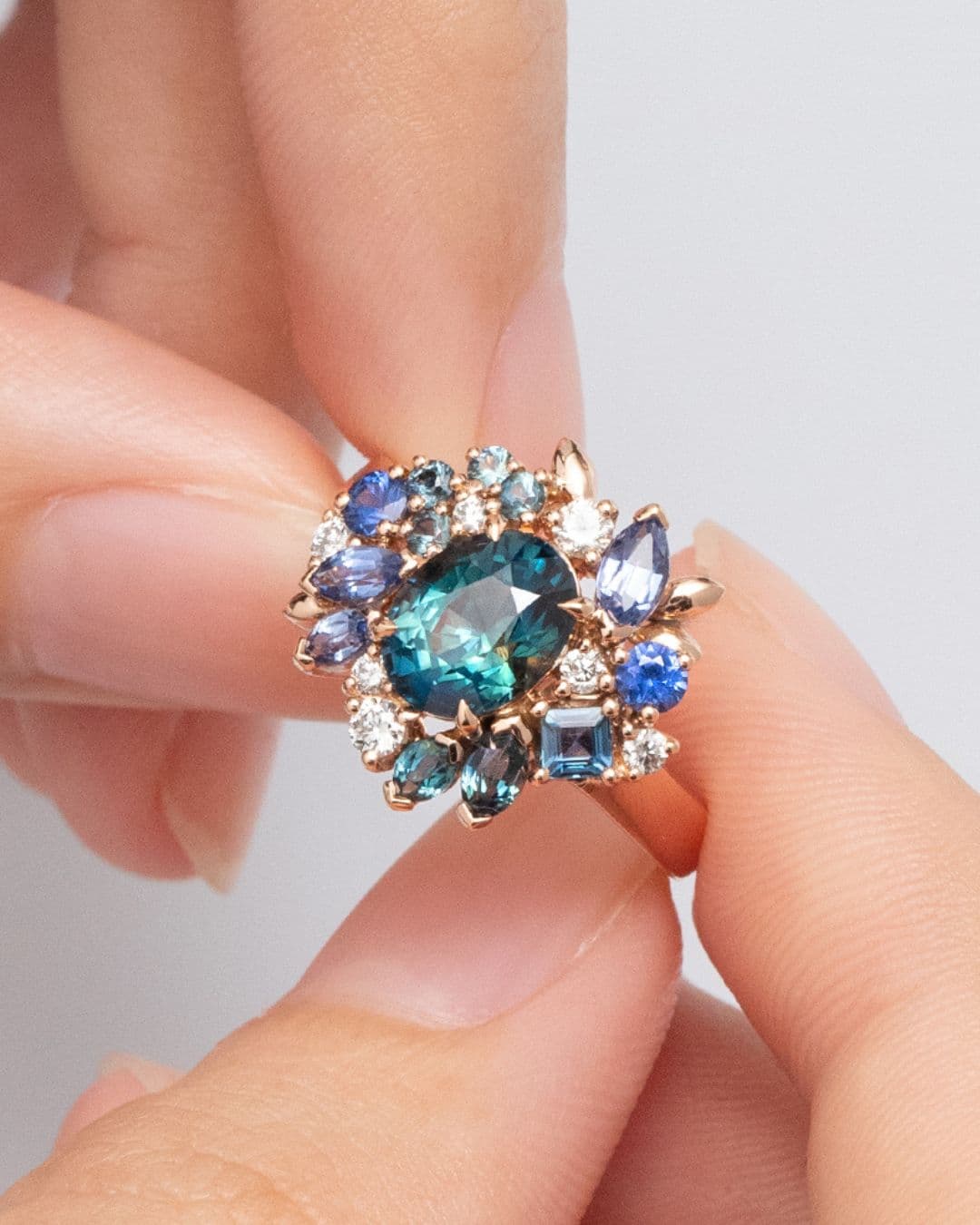 Bague de fiançailles avec Saphir Teal