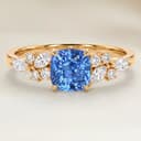 Bague Floral Saphir Bleu Coussin de 2,71ct
