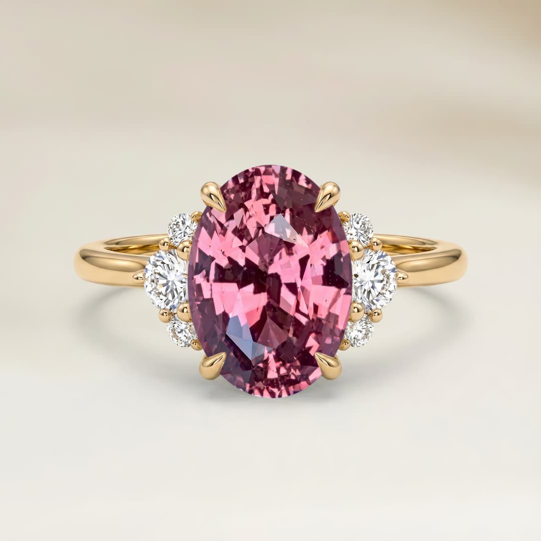 Bague Epaulé Saphir Padparadscha Ovale de 1,34ct