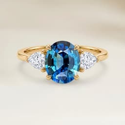 Bague Epaulé Saphir Teal Ovale de 2,04ct