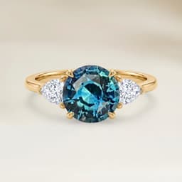 Bague Epaulé Saphir Teal Rond de 2,08ct