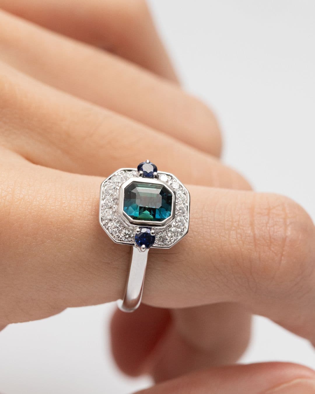 fiancailles bague art deco teal