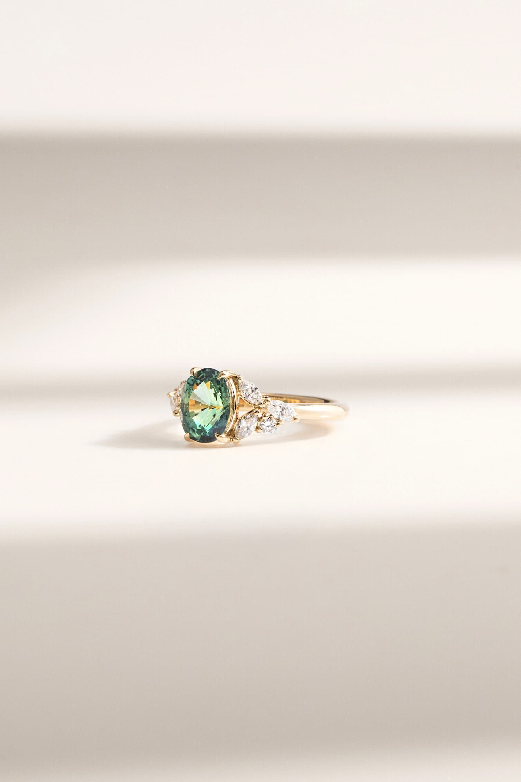 bague fiancailles saphir teal vert